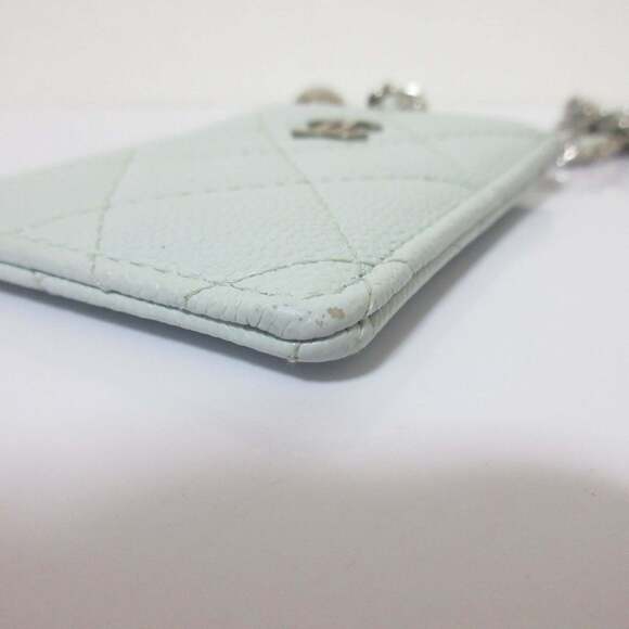 CHANEL Caviar Leather Matelasse Chain Pass Case with Key Ring, Light Blue, Wo... - Picture 6 of 16
